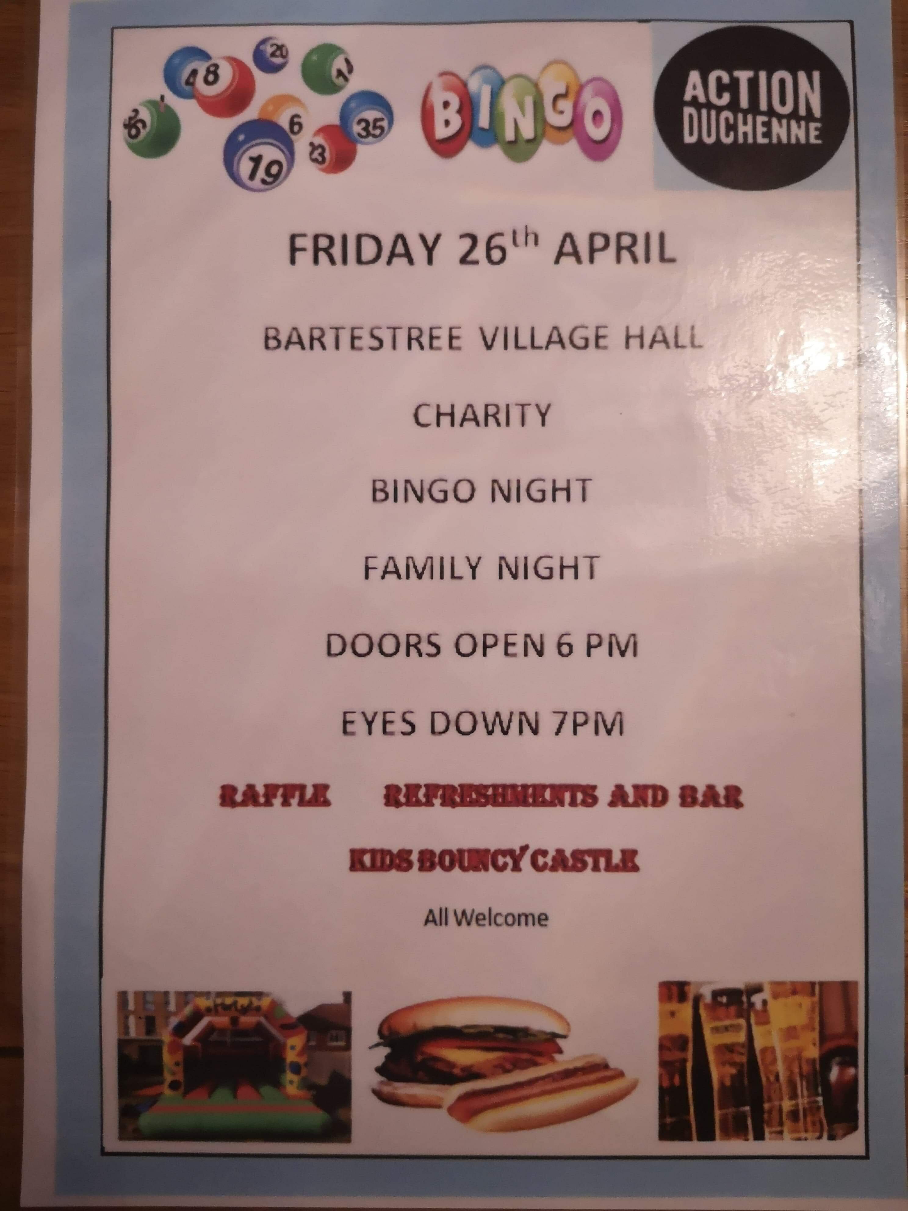 CHARITY | Charity Bingo Night in aid of Action Duchenne at Bartestree Village Hall.