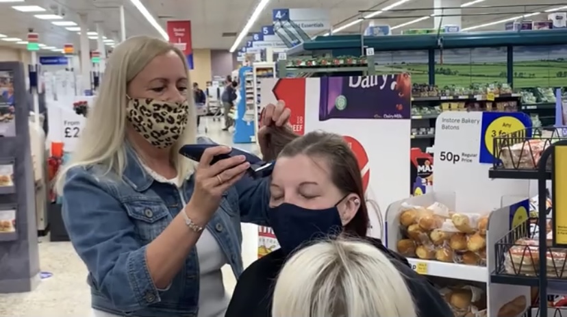 NEWS | Claire Dawe from Tesco in Hereford braves the shave for Cancer Research UK