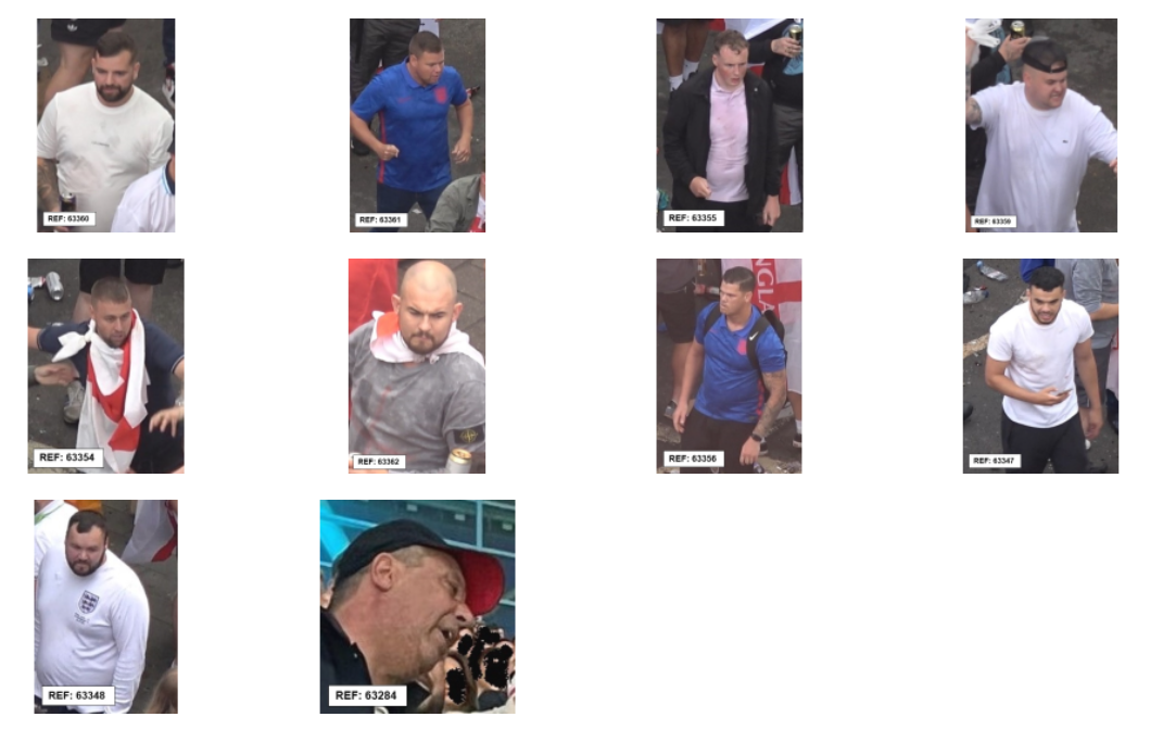 UK NEWS | Images of ten men released by officers investigating Euro 2020 final disorder