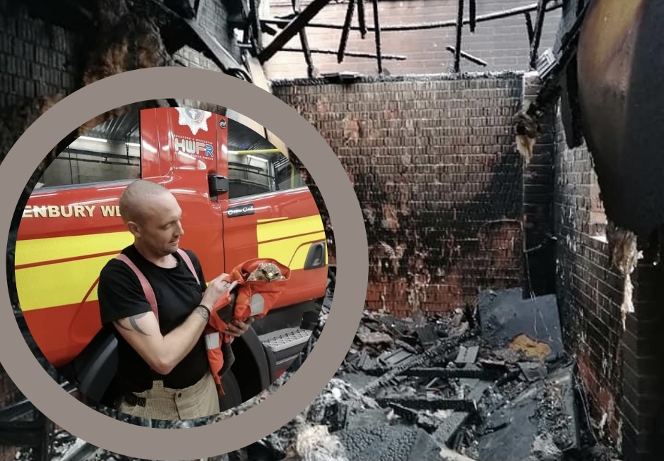 NEWS | Garage destroyed by fire and buzzard rescued by fire crews