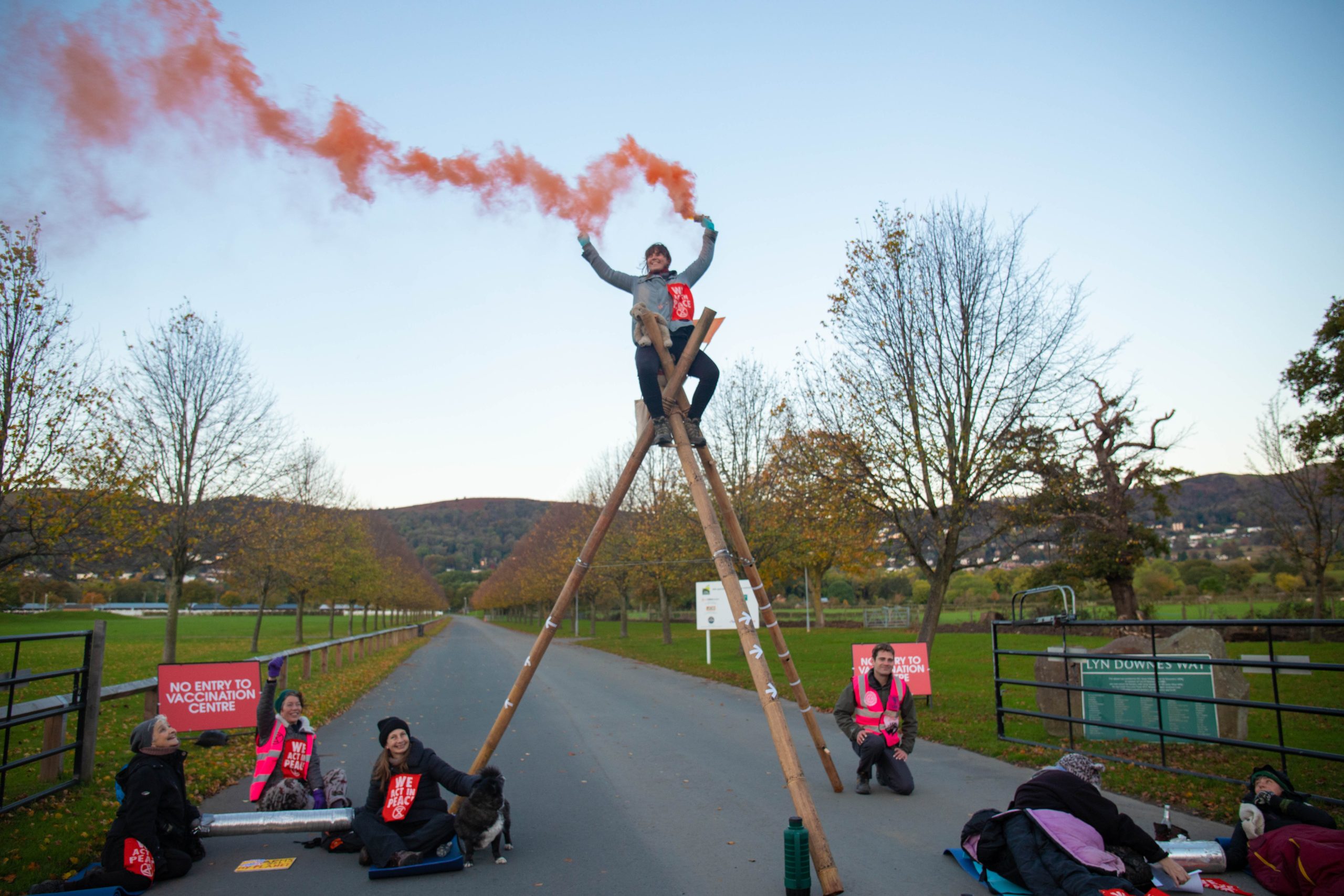 GALLERY | Extinction Rebellion Protesters block entrances at the Three Counties Showground in Malvern