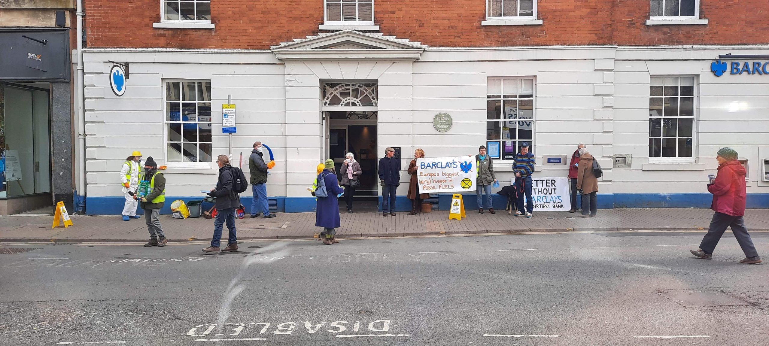 NEWS | Protest taking place outside Barclays Bank in Hereford this morning