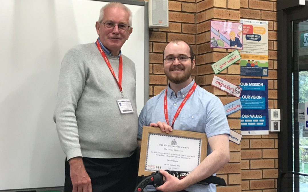 NEWS | The George Clive Award for best forestry student at the Holme Lacy Campus of Hereford, Ludlow and North Shropshire College has been presented to Jack Williams