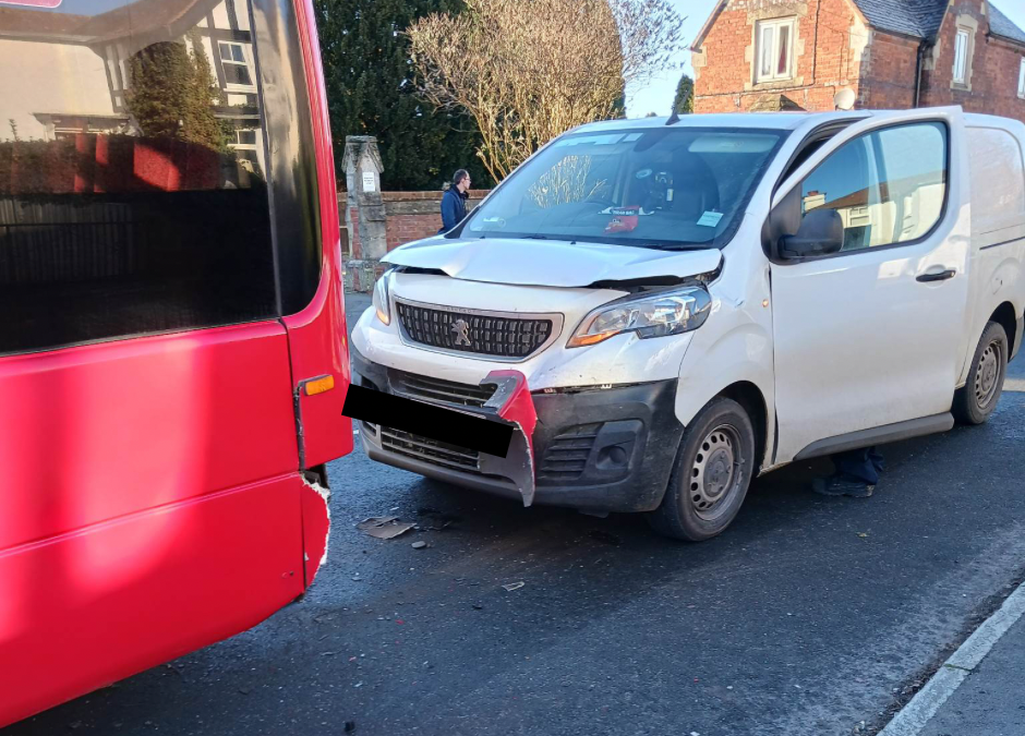 NEWS | Delays on a busy route in Hereford this afternoon following a collision involving a bus and a van