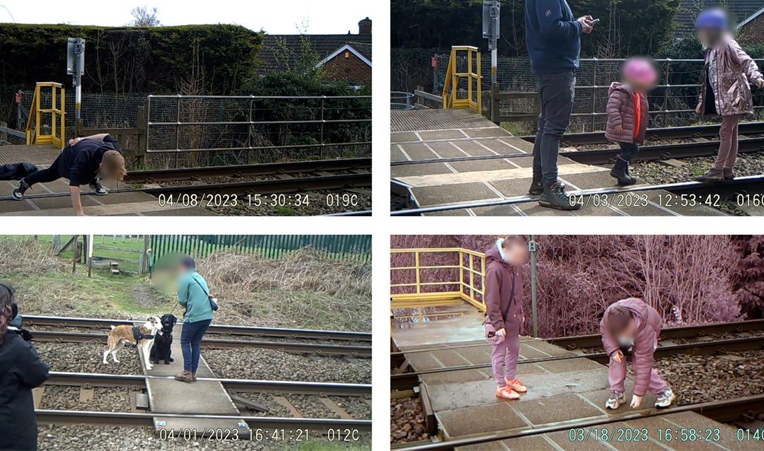 NEWS | CCTV shows parents letting child play on level crossing and dog walkers sitting their pets on tracks for photos in shocking footage shared by Network Rail