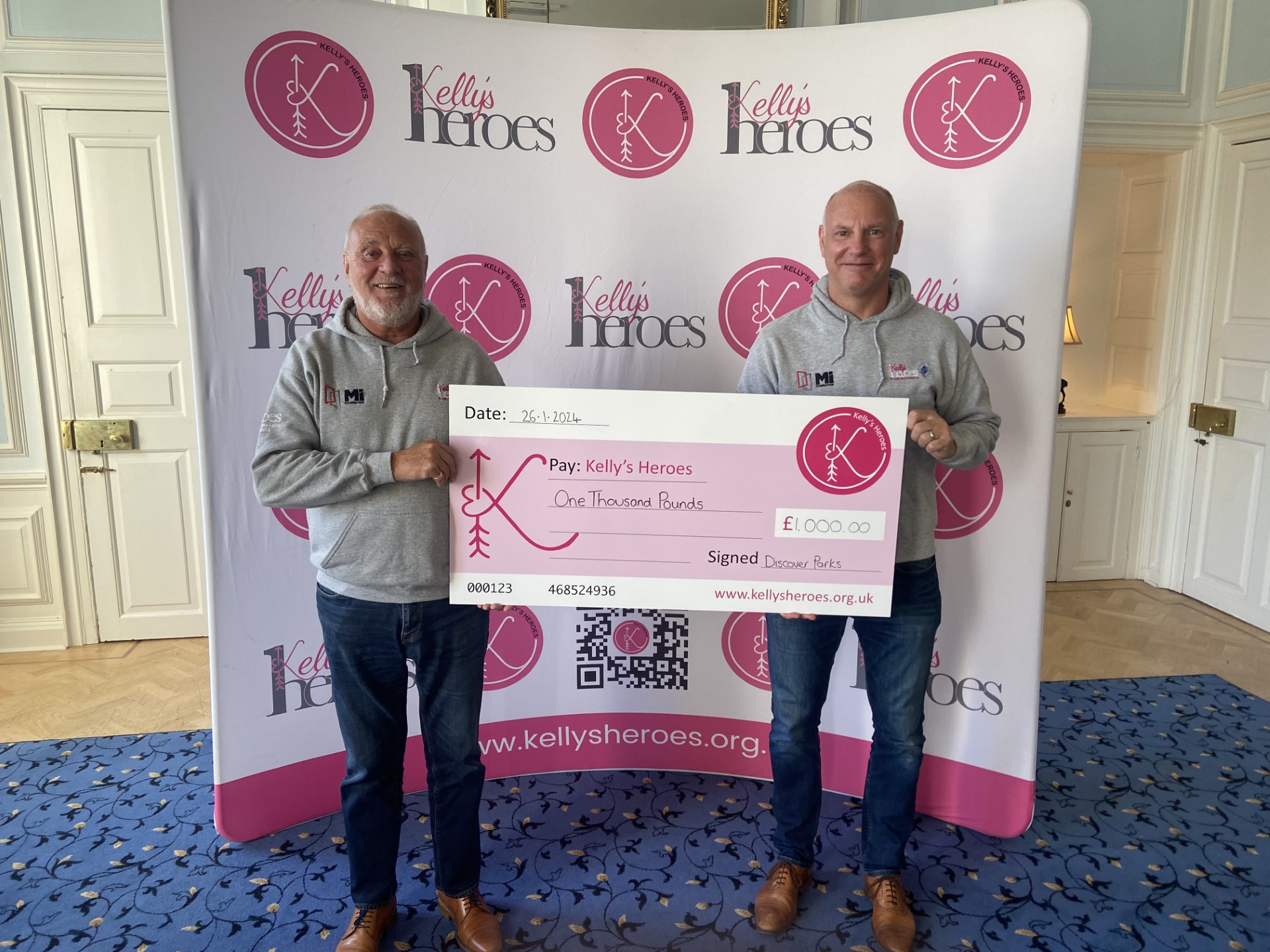 NEWS | Discover Parks in North Herefordshire has presented ‘Kellys Heroes’ with its first donation of 2024 as it celebrates its Silver year of success at Pearl Lake in Shobdon