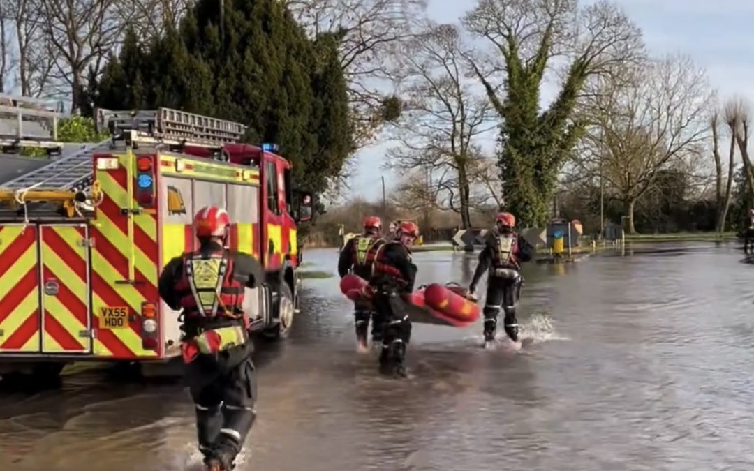 BREAKING | Fire crews called to rescue passengers after bus gets stuck in flooding near Hereford