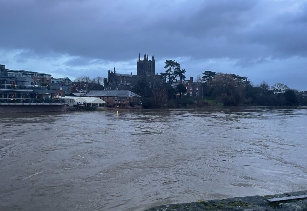 FLOODING | Flood levels peaking in Hereford this afternoon with further flooding possible later this week 