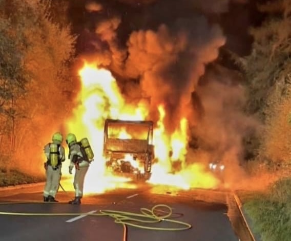 NEWS | Emergency services called to a large fire involving a 50 seater coach 