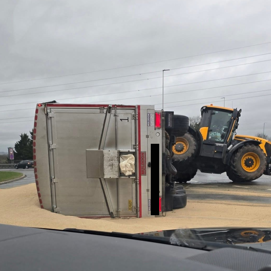 TRAVEL | An overturned tractor is causing significant delays on a busy route this morning with Police at the scene