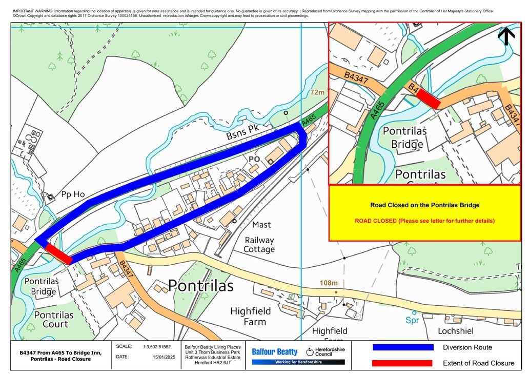 NEWS | Motorists reminded that a bridge in Herefordshire will be closed today for an urgent inspection