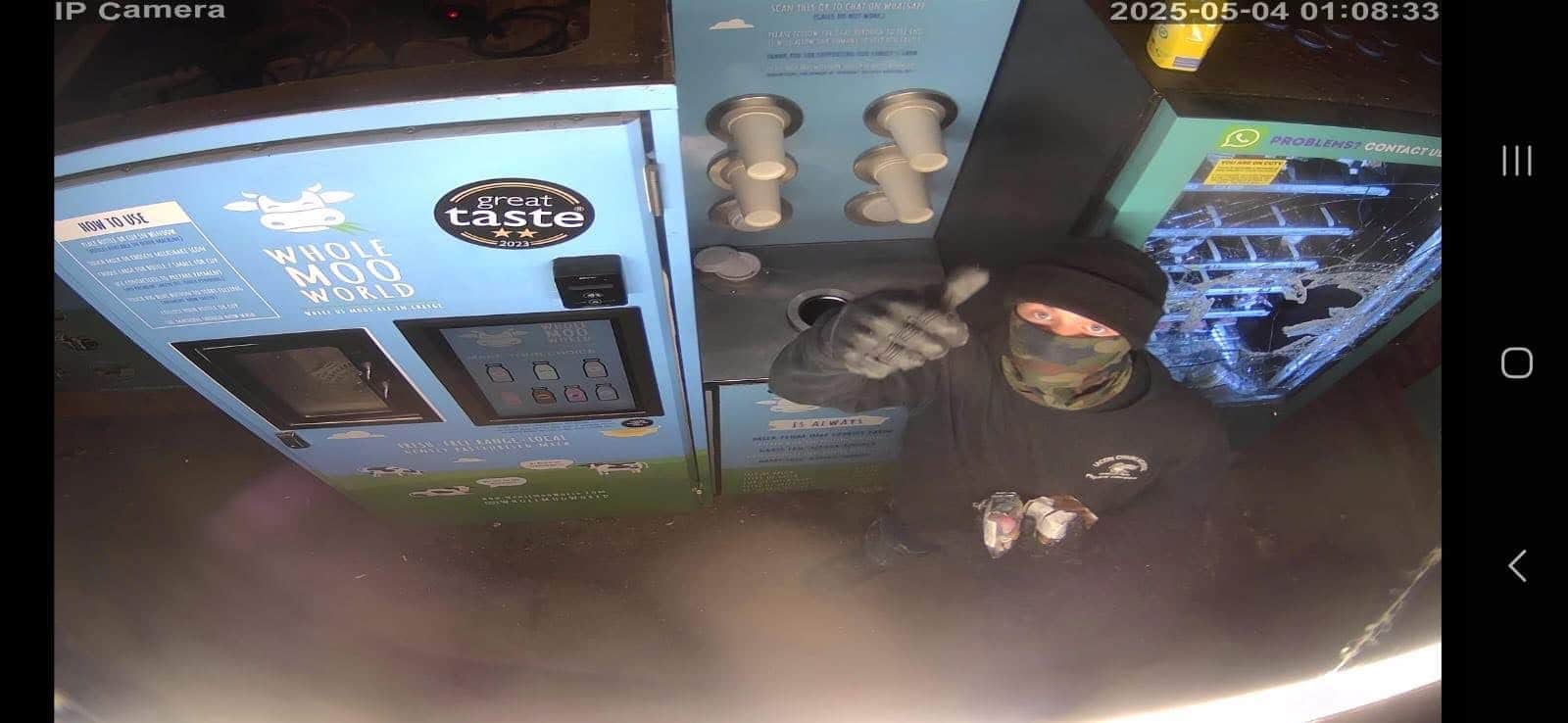 NEWS | Appeal launched after two people caused significant damage to a milk vending machine overnight