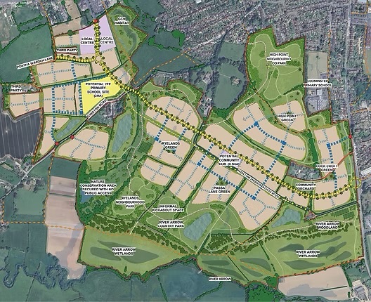 REVEALED | 1,500 new homes, a new school, a link road and areas for wildlife planned for the south of Leominster
