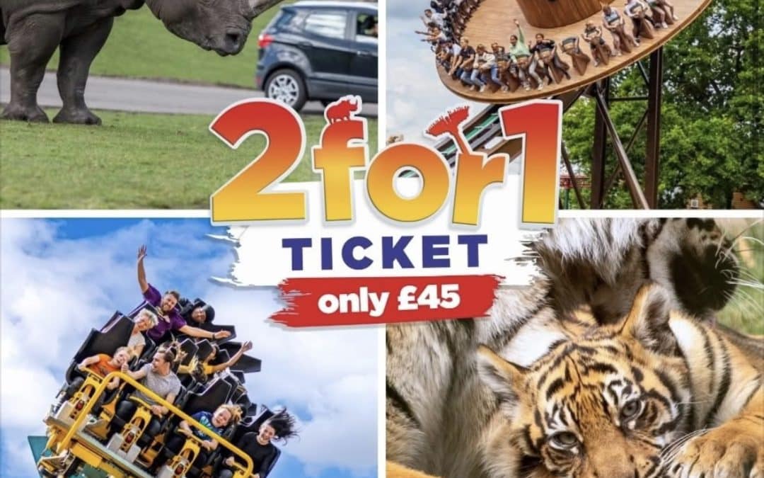 OFFER | 2-for-1 Ticket to visit West Midlands Safari Park and Drayton Manor Resort – all for just £45!